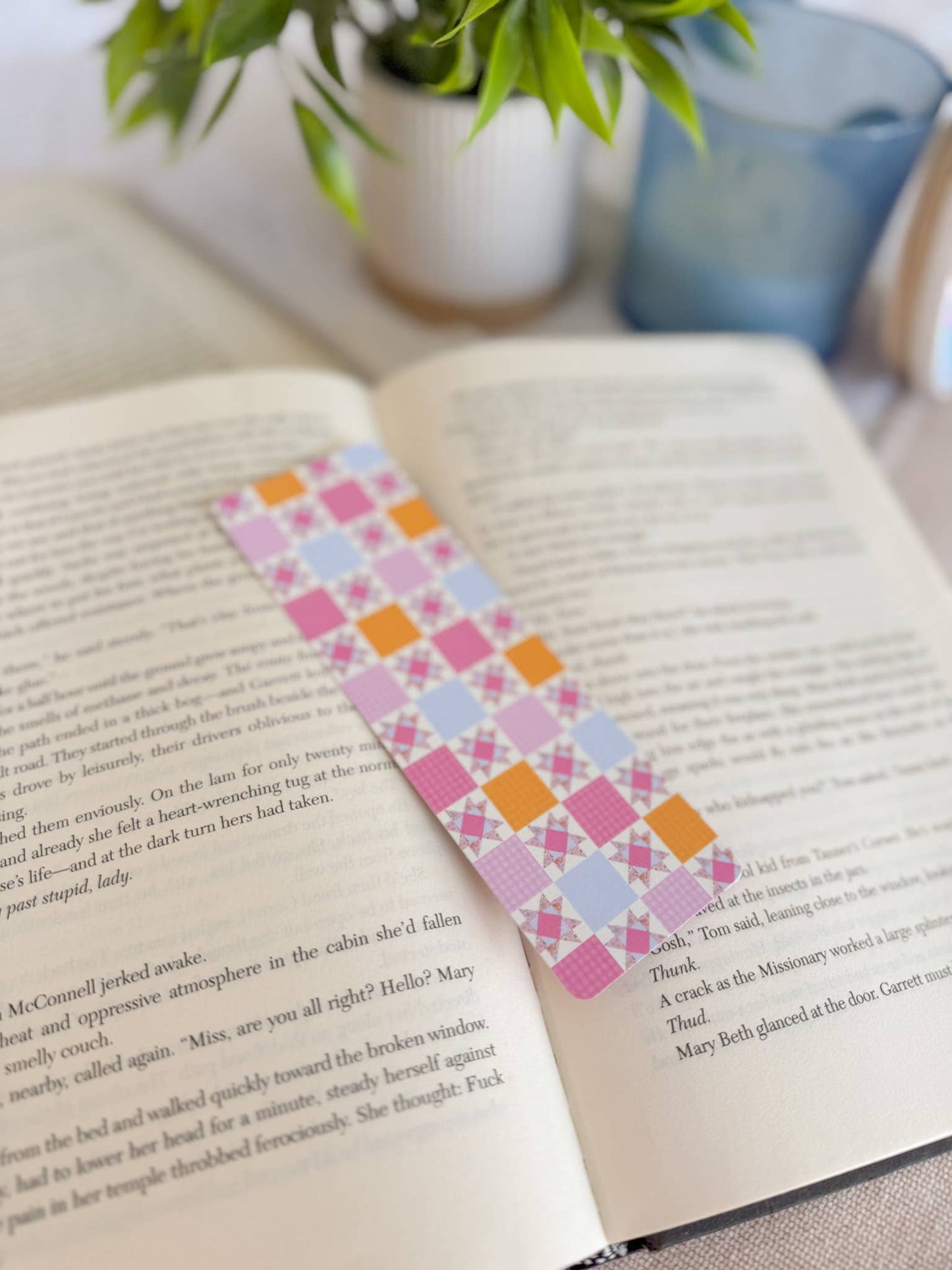 Pink Patchwork Quilt Bookmark